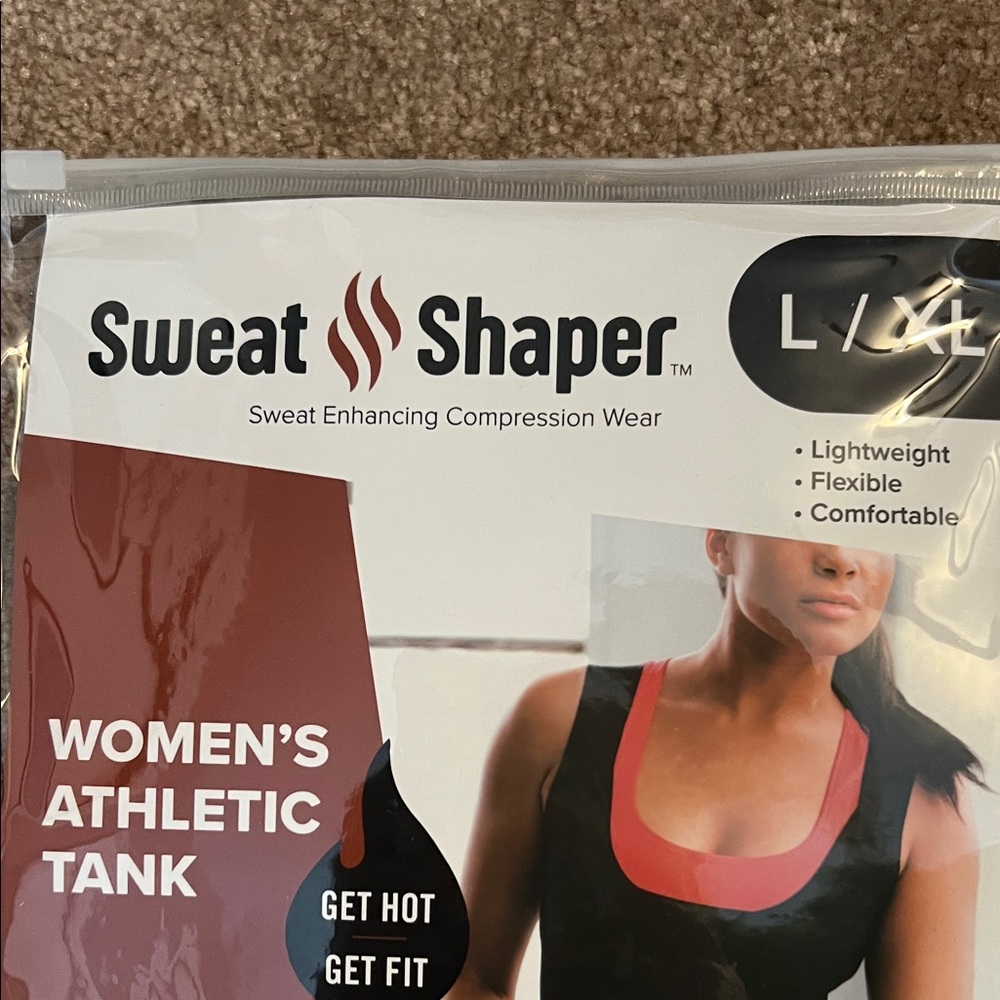 Compression Sauna Lined Women's Athletic Tank and Leggings- Black - Picture 2 of 4